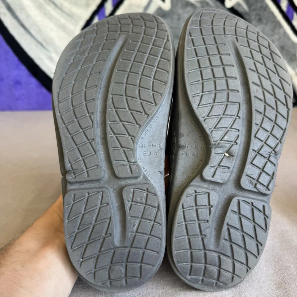 Size M8/W10 - Oofos Ooahh Men's Recovery Slip On Slide Sandals Gray